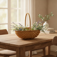 Imitation Rattan Pumpkin Basket Woven Basket with Handle Decorative Farmhouse for Gift Presentation