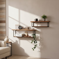 Wall-Mounted Metal Brackets Space-Saving Wall Shelves with Metal Brackets Sturdy for Entryway