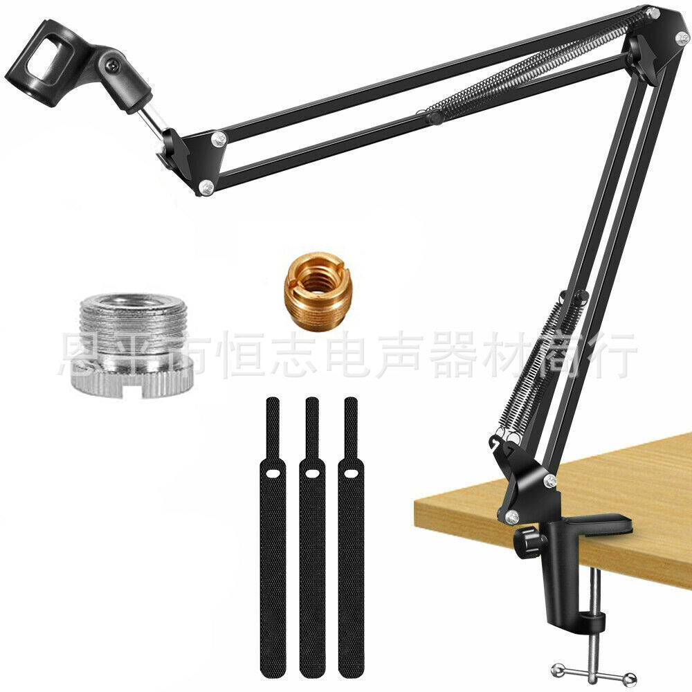 Microphone Suspension Boom Scissor Arm Stand with Pop Filter and Mount for Yeti Snowball Recording Streaming