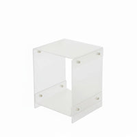 Nordic Aesthetic Clear dual-level End Table Minimalist design 2-Tier Transparent Stand Multifunctional Nightstand Space Saving for Interior Design aficionados, Homeowners, Students, Bedroom, Living Room, Entryway, Small Spaces