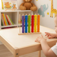 Wooden Bead Counting Frame Early Learning Wooden Educational Abacus Hand Eye Coordination Color Sorting Stacking Toy for Young Children, Infants