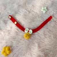 Hand-Woven Pet Collar Necklace for Cats and Small Dogs, Cute Floral Design