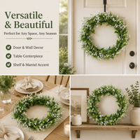 Artificial Spring Door Wreath, 42cm Baby's Breath Wreath, Wall Hanging for Front Door, 280g Synthetic Floral Decor