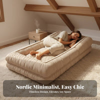 Foldable Design Human-Sized Pet Bed Multi-Functional Tri-Fold Mattress Lounger Plush Surface Floor Sofa Lightweight for Apartment Dwellers, College Students, Small Spaces, Dorm Room, Home Office, RV Travel