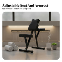 Folding Dermal Design Chair Breathable PU Leather Foldable Dermal Design Chair Firm-Density Foam Forward Leaning Ergonomic Stool for Estheticians