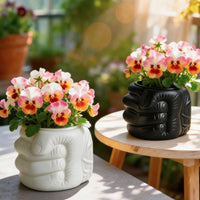 Sculptural Fist-Shaped Planter Compact Fist Planter Unique Flowerpot Modern for Desk, Shelf