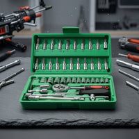 46 Pieces 46 Piece Ratchet and Socket Set Non-Slip Grip for DIY Enthusiasts