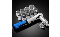 17 Pieces Pass Through Socket Set Reversible Go-Through Socket Set Quick Release for Car Repair Workers, Garage