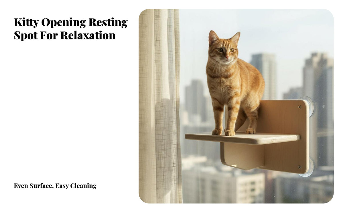 Drilltool-Less Installation Suction Cup Feline Platform No Tools Required Pet Furniture Elevated Lookout Window Seat Space-Saving for Apartment Dwellers, on Glass Panes, Glass Door, Indoors, Living Room