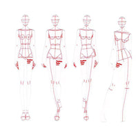 4 Pieces Flat Fashion Figure Template Exact Body Template Ruler Transparent Fashion Illustration Ruler Set Slim for Garment Design