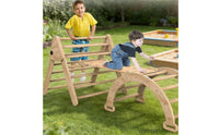 Indoor Pikler Triangle Natural Wood Wooden Climbing Triangle Arched Section Foldable Climbing Frame Polished Surface