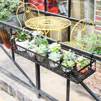 Outdoor Balcony Wall-Mounted Iron Railing Hanging Plant Pot Holder European Style Flower Stand
