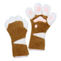 Feline Paw Gloves Soft Shaggy Paw Mitts Gloves Warm for Adults