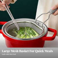Noodle Blanching Basket Rust-Resistant Pot Hook Strainer Large Capacity Noodle Boiling Basket