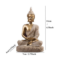 Seated Buddha Figurine Zen Seated Buddha Statue with Headdress Meditation Feng Shui for Shelf, Desk
