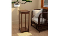 Tall Pedestal Stand with Shelf Indoor Wooden Display Stand Square Bonsai Pedestal Carved for Homeowners, Collectors
