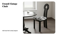 Solid Wood Frame Keyhole Back Dining Chair Unique Design French Retro Makeup Chair Ergonomic Backrest Vanity Stool for Interior Designers, Homeowners, Women, Dressing Room, Bedroom, Home Office