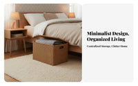 Wheeled Rattantype Chest With Lid Underbed Box Large Capacity for Under Bed