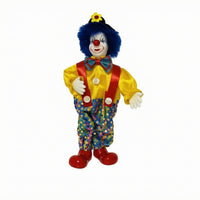 Ceramic Clown Doll Textile Clothing Clown Figurine Jester Doll Wire-Supported Decor Figure Oversized Shoes for Decorative Use