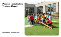 16 Pieces Carbonized Wood Kindergarten Physical Training Set Encourages Active Play Kids Balance Beam Course Builds Strength Wooden Climbing Frame Set Long-Lasting Construction for Toddlers, Teachers, Parents, Daycare Center, Outdoor, Playground