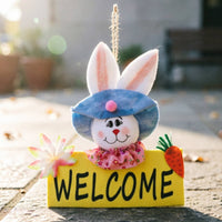 Easter Rabbit Carrot Sign Cute Design Easter Welcome Plaque Rustic Allure