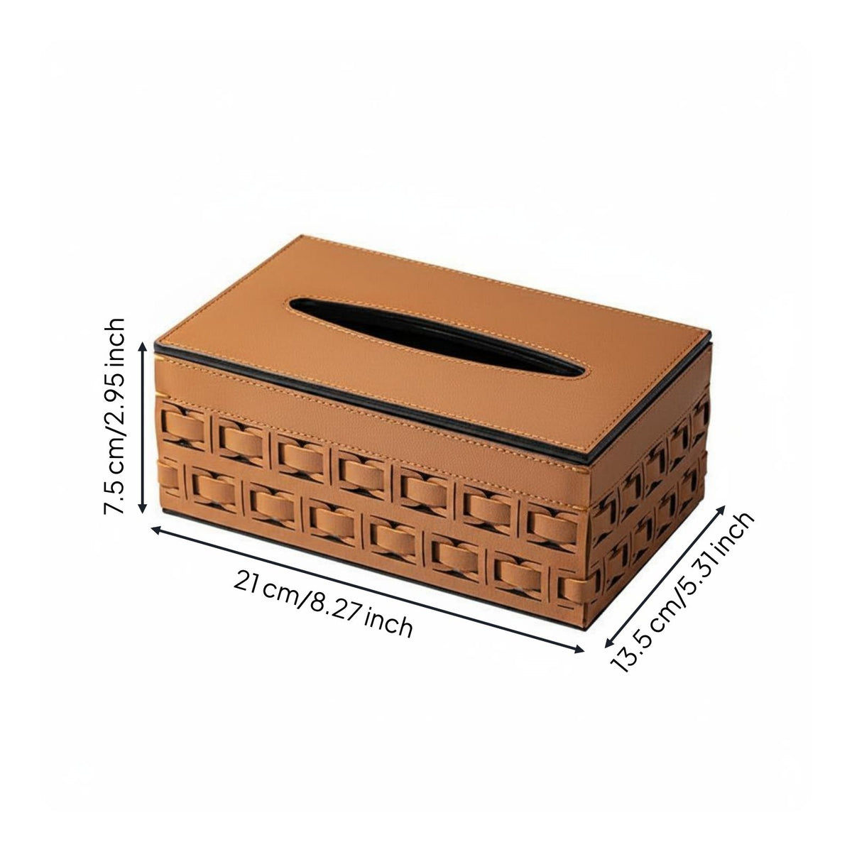 Luxury Design Leather Tissue Box Modern Aesthetic Lattice Pattern Tissue Holder Home Decor for Office