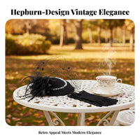 Netting Ed Fascinator Hat Elegant Design Vintage Pillbox Hat Net Netting Feather Pearl Headpiece for Wedding Guests, Adults, Formal Events, Weddings