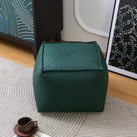 Soft Leather-Like Surface Upholstered Footrest Cube Multi-Functional Square Beanbag Stool Comfortable Pouf Ottoman Modern Design for Closedice Workers, Homeowners, Living Room, Entryway, By the Sofa, Playroom