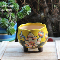 Hand-Painted Ceramic Succulent Planter Pot with Breathable Design