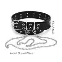 Streetwear Studded Belt with Chain Goth Punk Belt with Chain Rock Metal for Everyday Wear
