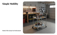 Rust-Proof 2-Tier Instrument Trolley Easy to Clean Two-Tier Medical Trolley Heavy-Duty Utility Equipment Locking Casters for Laboratory Technicians, Beauty Professionals, Laboratoryoratory, Workshop, Hospital, Kitchen