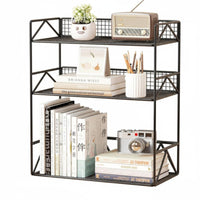 Space-Saving Multi-Tier Desktop organizer Easy Assembly Multi-Tier Desk Rack Modern Design desktop Shelf Sturdy Construction for Students, Home Workers, Women, Study Room