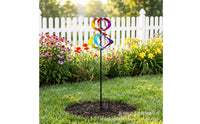 Black Support Pole Rainbow Wind Spinner Stake Ground-Mounted Garden Wind Spinner Stake Colorful Revolving Stake Assembled for Lawn, Patio