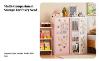 vivid Cheerful hues Single-Door Locker Cabinet Rounded Corners Cartoon creature Cupboard Easy to Clean children's Furniture sturdy for young children, Students, Bedroom, Playroom, Living Room, Office