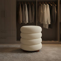Cute Donut Design Cream Aesthetic Round Ottoman High-Density Foam Home Furniture Comfortable Seating for Girls, Bedroom