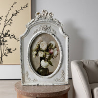 Bowknot Oval Frame Handcrafted Finish Ornate Relief Frame Gift Idealhome Decor for Living Room, Desktop