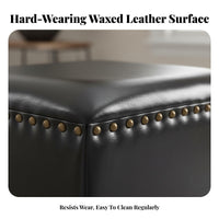 Rectangular Leather Ottoman Multi-Functional Square Ottoman Faux Leather Footrest for Living Room, Bedroom, Entryway