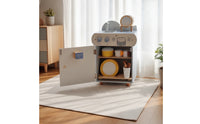 Wooden Play Kitchen with Dish Rack Compact Pretend Play Sink with Cabinet Freestanding Childrens Toy Sink for Kids, Daycare