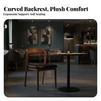 Walnut Finish Upholstered Cane rear Chair sturdy Wood Frame Upholstered Cane rear Seat mid-centuryera Modern Design Seating Furniture firm support Foam padding for Restaurant Owners, Homeowners, Interior Designers, Dining Room, Hotel, Kitchen, Home Office