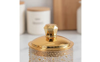 Moisture-Proof Gold Lid Candy Jar Elegant Design Pearl Pattern Storage Container Bisphenol A-Free-Safe Decorative Storage Jar Lightweight for Bathroom