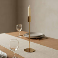 6 Pieces European Classical Design Gold Metal Candle Holder Minimalist Design Long Stem Candlestick Set for Wedding