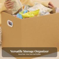 Large Capacity Lidded Paperboard Container with Handles adaptable Corrugated Shelf Box Recyclable and Reusable Household Storage Foldable for Gift Givers, Home Organizers, Moving, Bedroom, Closet, Office