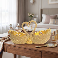 Swan Storage Ornament Romantic Swan Organizer Decor Exquisite Scalloped for Entryway, Dresser