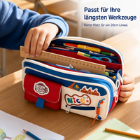 Large Capacity American Retro Color-Block Pencil Case for Students