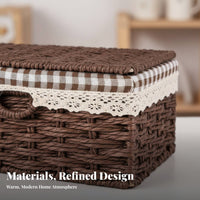 Lidded Wovendesign & aesthetic Basket adaptable Lidded Woven Box Handwoven for Students