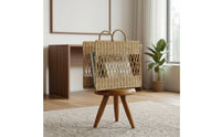 Magazine Basket with Handle Portable Wicker Storage Basket Sturdy Organizer for Living Room