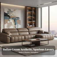 Electric Reclining Sectional with Wide siderests Wireless Remote Control Recliner Sofa High spinerest Living Room Furnishing for Adults, Large Apartment