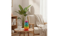 Rotate Rainbow Stacking Column Smooth-Edged Rotating Stacker Interlocking Stacking Toy with Spiral Post Textured for Toddlers, Babies, Playroom, Classroom