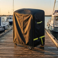 420D Oxford Material Black Grill Cover PU Coated Rectangular Grill Cover Full Coverage Weather Protector Drawstring Bottom for Outdoor