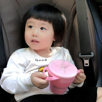 Collapsible Silicone Snack & Straw Cup for Kids, Portable Outdoor Travel Storage Cup